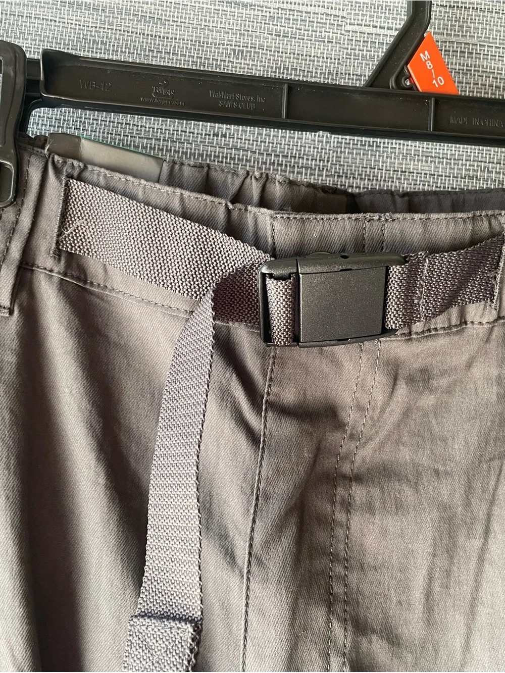 Men's Charcoal Cargo Pants with Built-In Belt